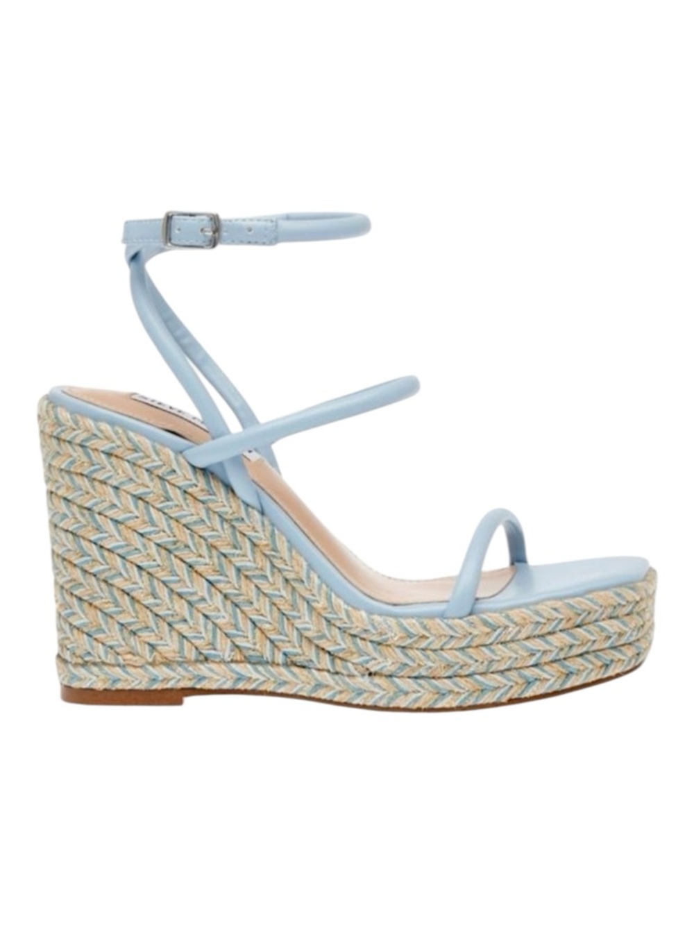 Steve Madden Wedge Sandals Womens 8M Blue Espadrille Ankle Strap Square Toe